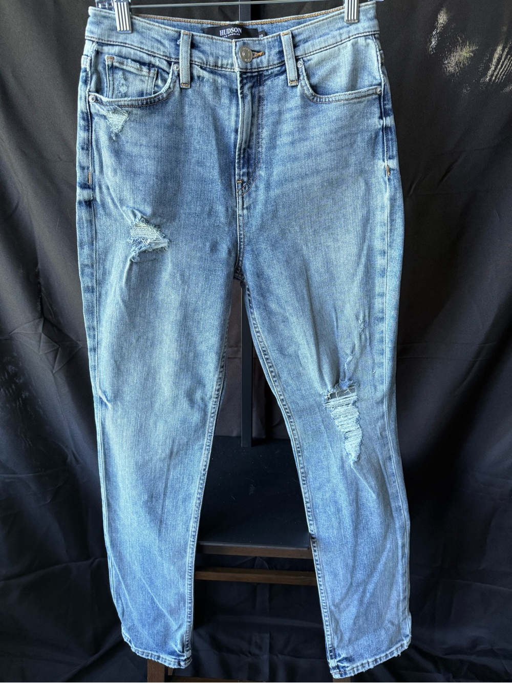 Hudson Jeans Light Blue Straight Leg Distressed Denim